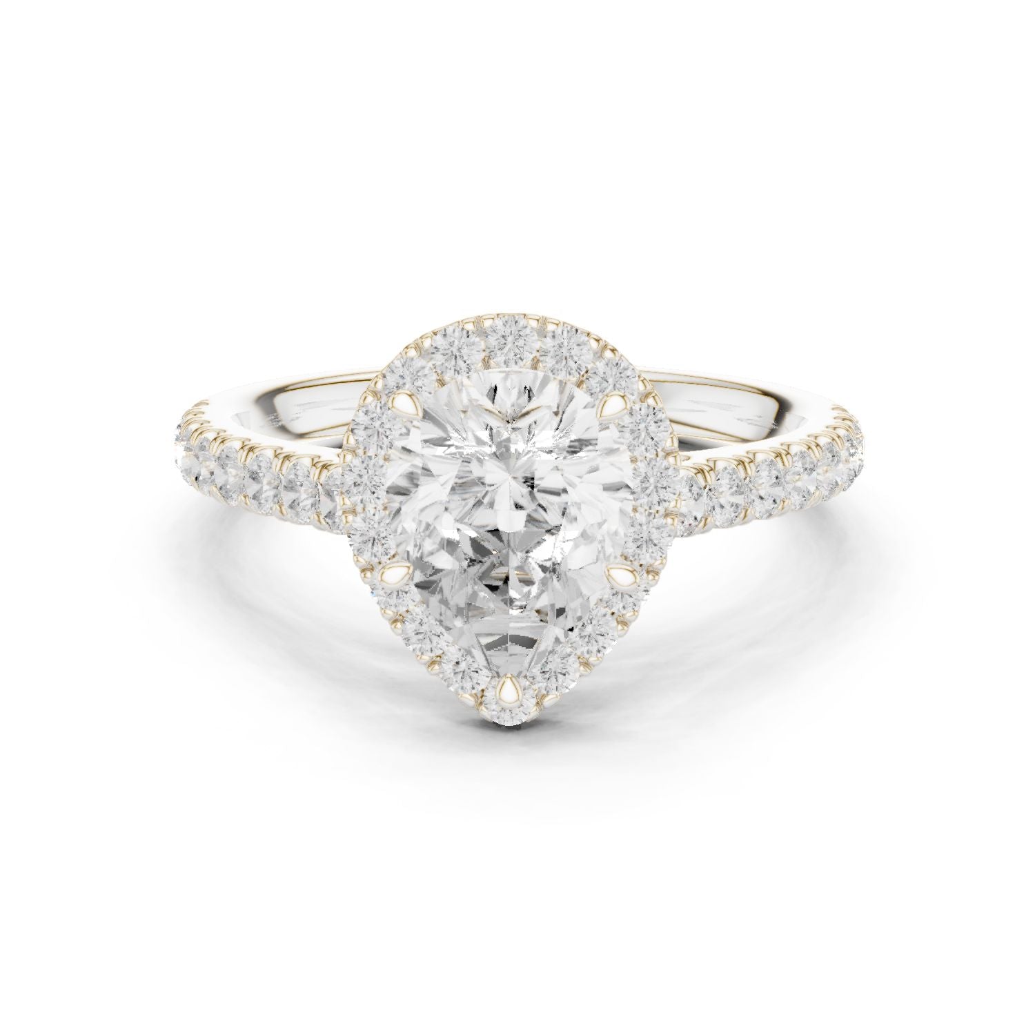 Pear Lab Grown Diamond Halo Engagement Ring