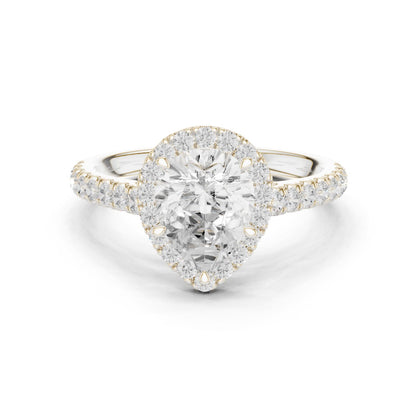 Pear Lab Grown Diamond Halo Engagement Ring