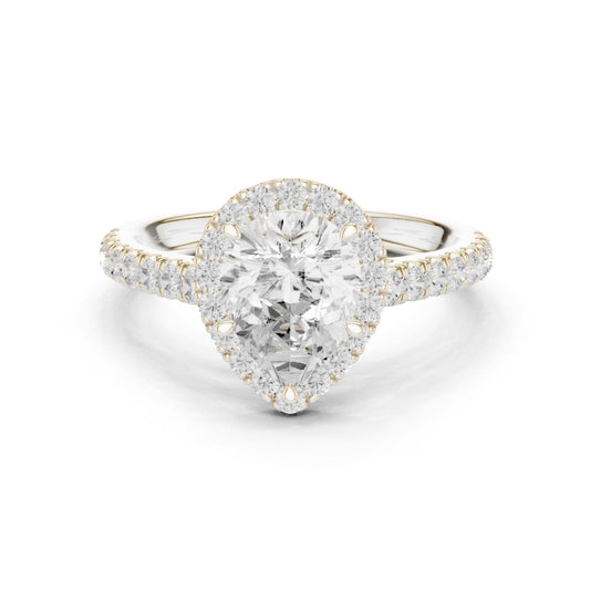 Pear Lab Grown Diamond Halo Engagement Ring