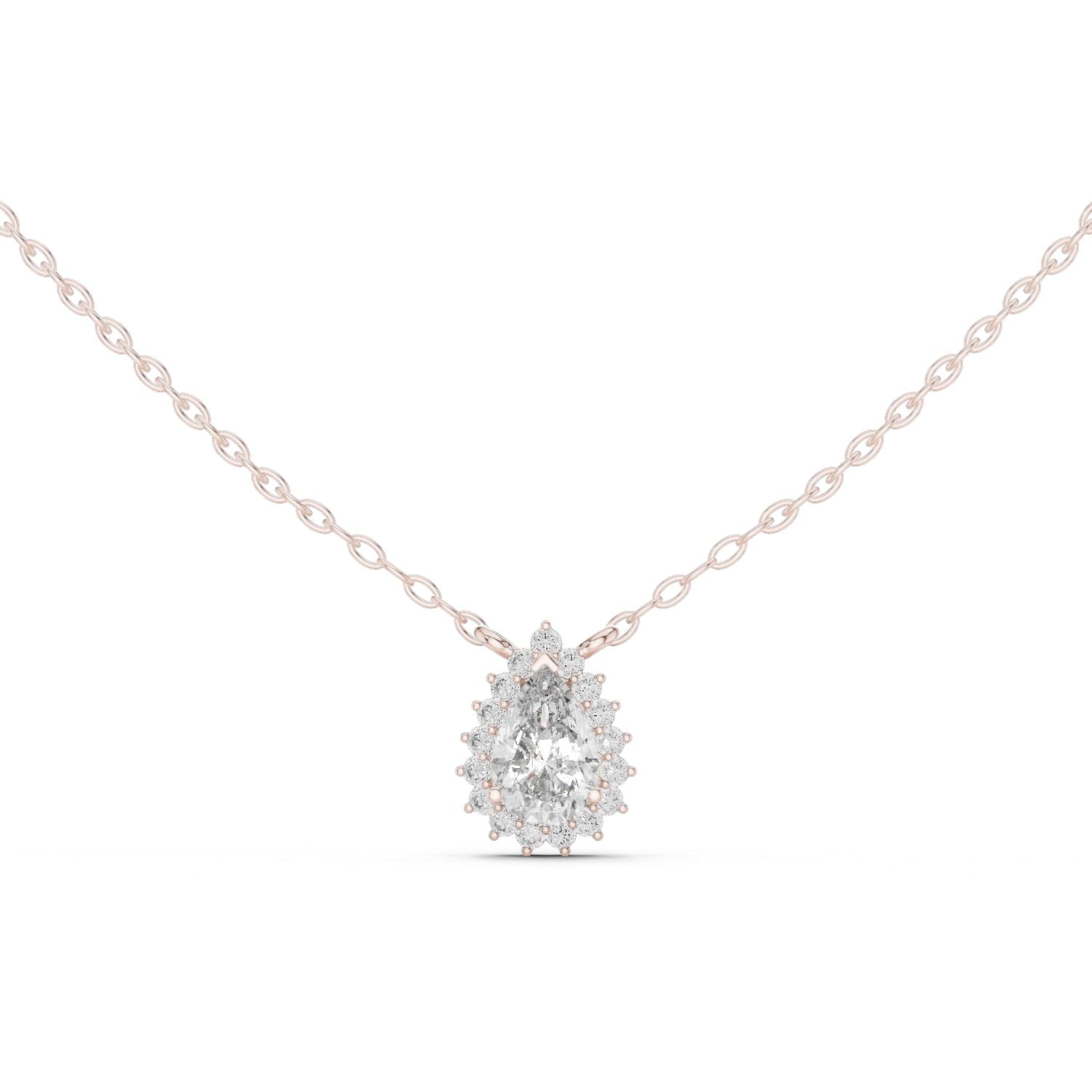 Pear Lab Grown Diamond Halo Pendant