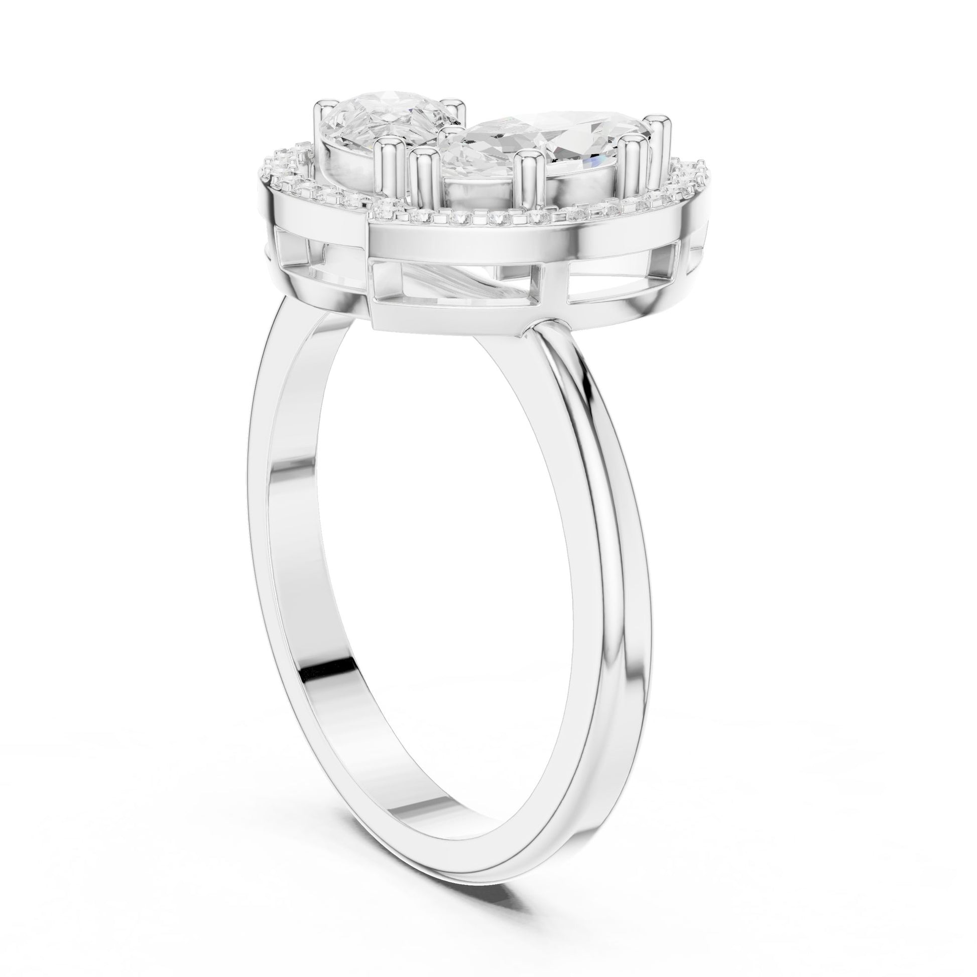 Pear Lab Grown Diamond Halo Engagement Ring