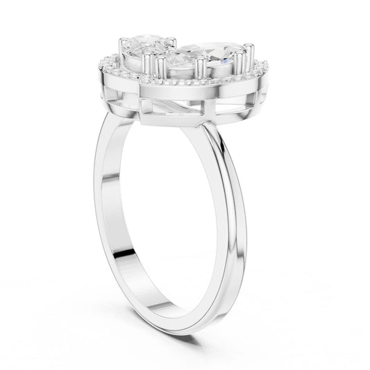 Pear Lab Grown Diamond Halo Engagement Ring