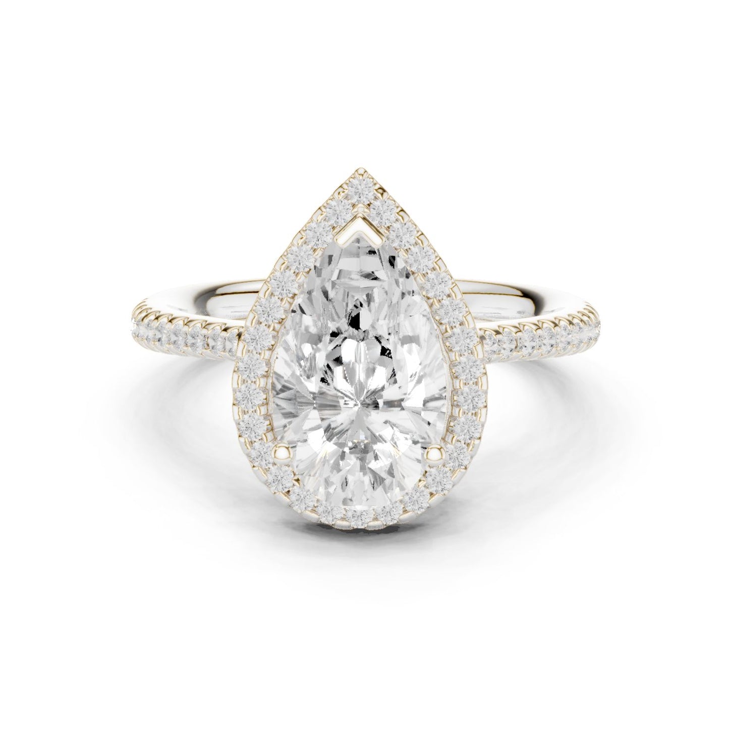 Pear Lab Grown Diamond Halo Engagement Ring
