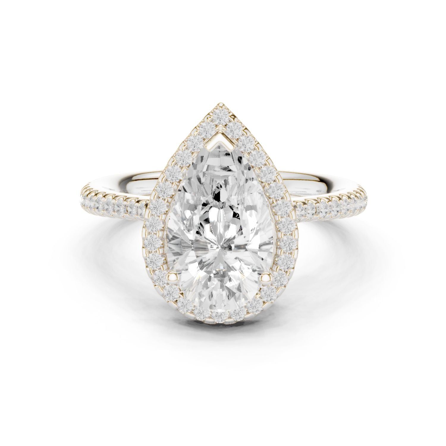 Pear Lab Grown Diamond Halo Engagement Ring
