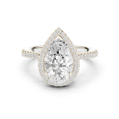 Pear Lab Grown Diamond Halo Engagement Ring