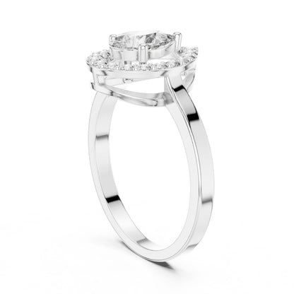 Pear Lab Grown Diamond Halo Engagement Ring