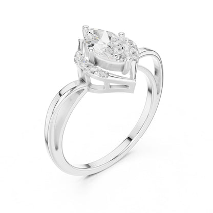 Pear Lab Grown Diamond Halo Engagement Ring