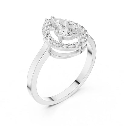 Pear Lab Grown Diamond Halo Engagement Ring