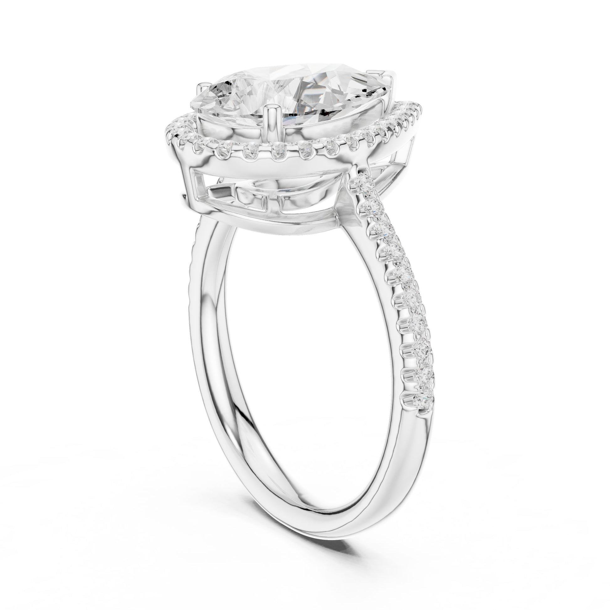 Pear Lab Grown Diamond Halo Engagement Ring