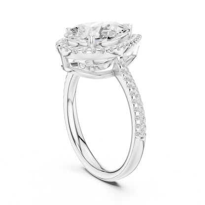 Pear Lab Grown Diamond Halo Engagement Ring