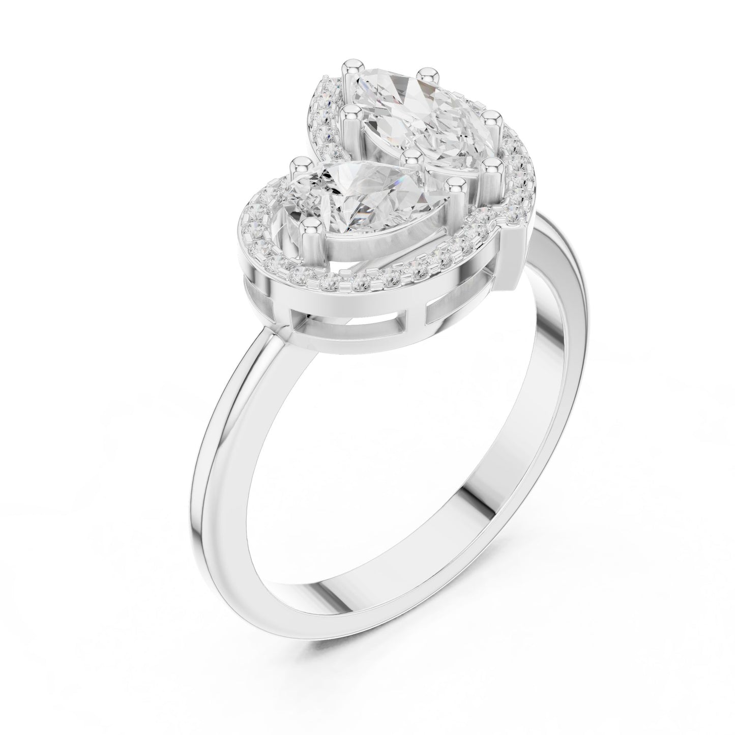 Pear Lab Grown Diamond Halo Engagement Ring