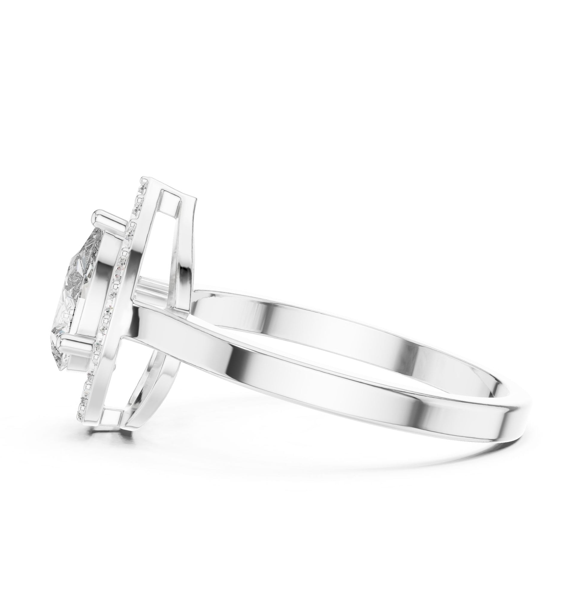Pear Lab Grown Diamond Halo Engagement Ring