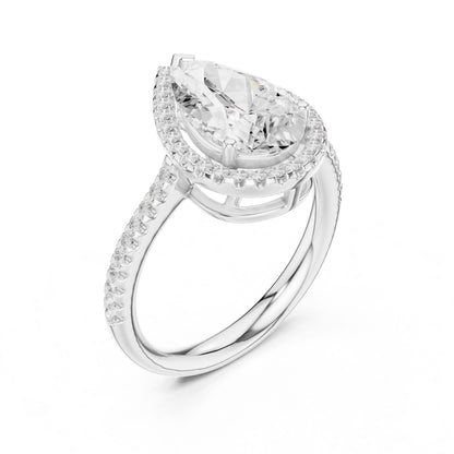 Pear Lab Grown Diamond Halo Engagement Ring