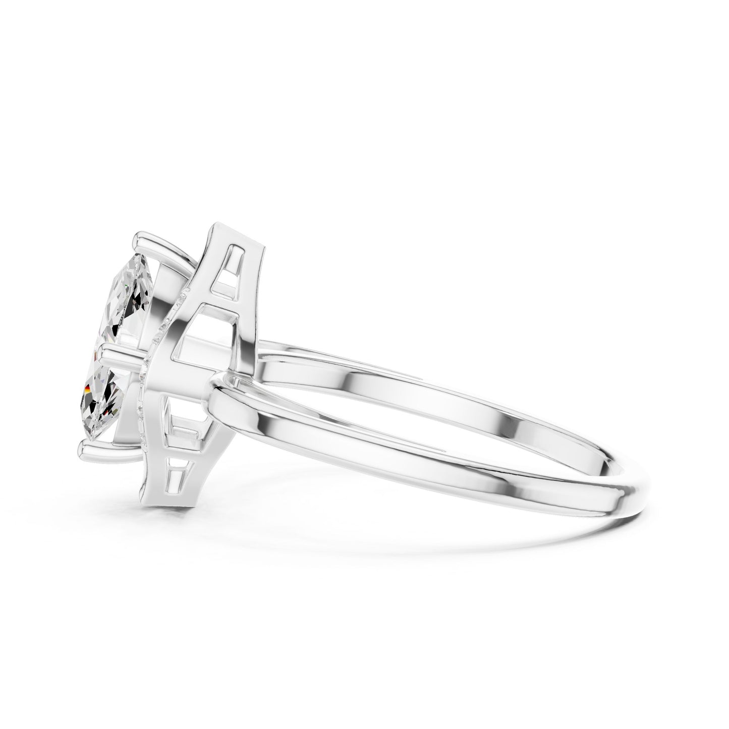 Pear Lab Grown Diamond Halo Engagement Ring