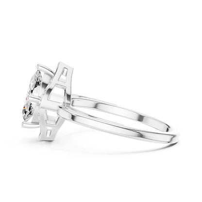 Pear Lab Grown Diamond Halo Engagement Ring