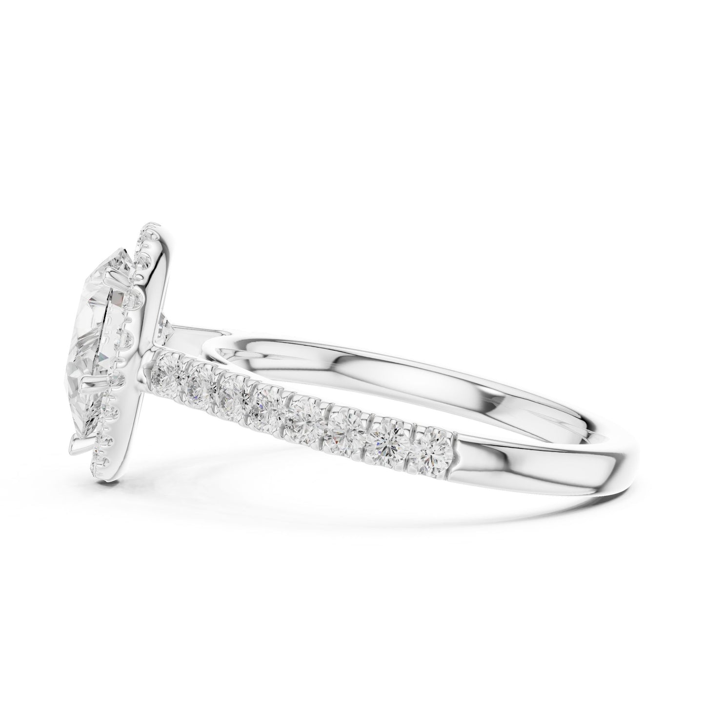 Pear Lab Grown Diamond Halo Engagement Ring