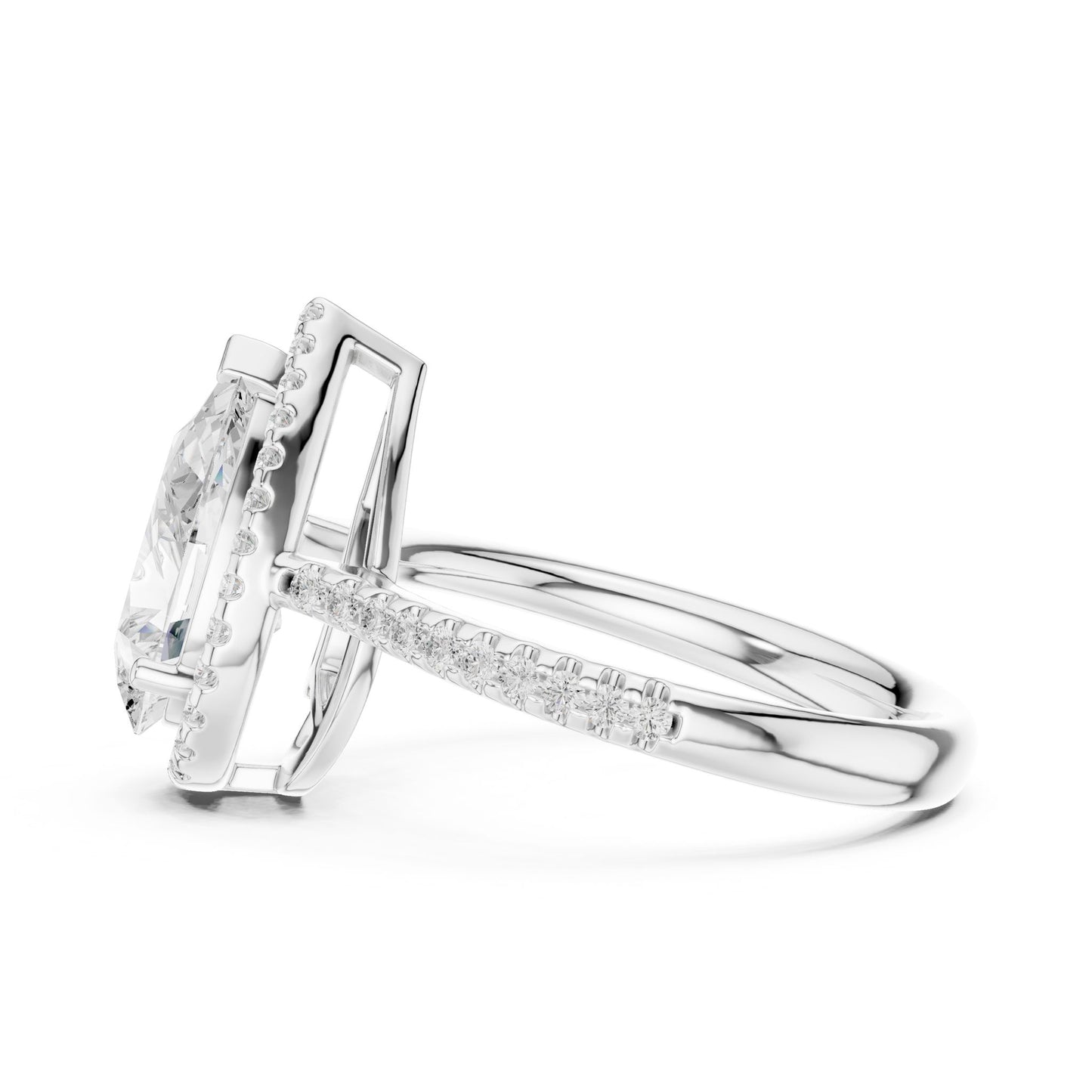 Pear Lab Grown Diamond Halo Engagement Ring