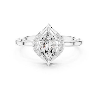 Pear Lab Grown Diamond Halo Engagement Ring