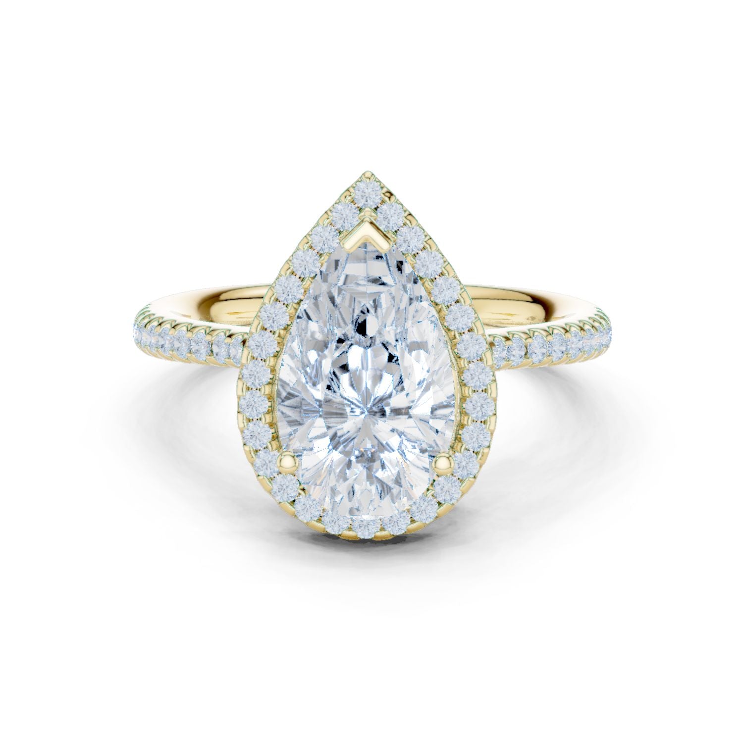 Pear Lab Grown Diamond Halo Engagement Ring