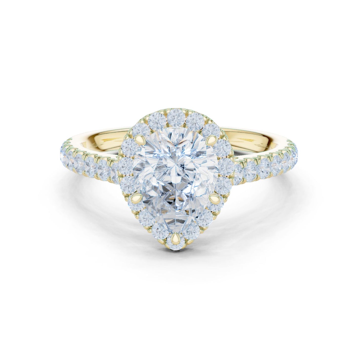 Pear Lab Grown Diamond Halo Engagement Ring