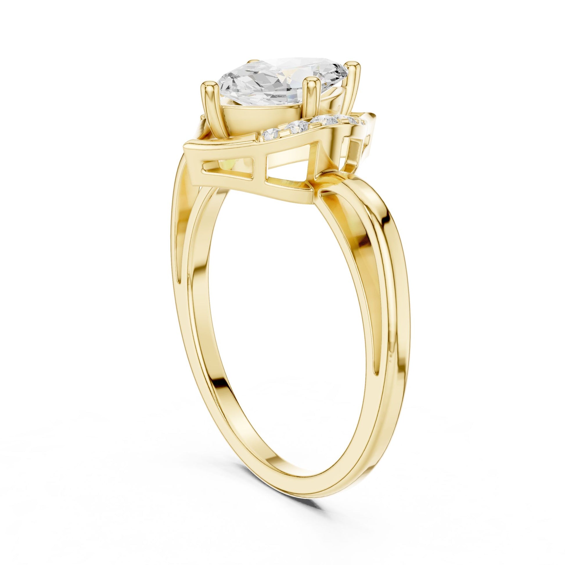 Pear Lab Grown Diamond Halo Engagement Ring