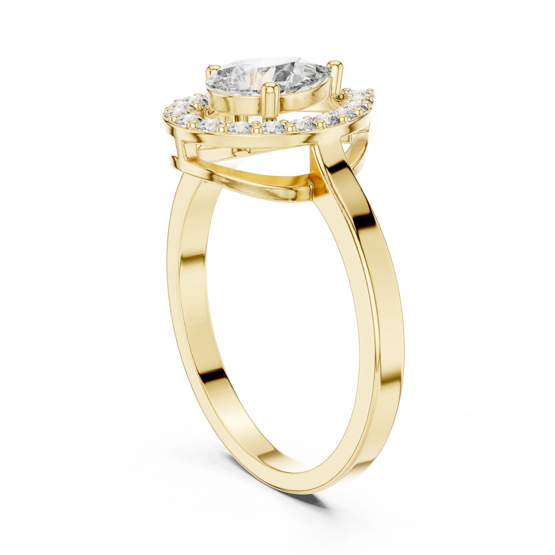 Pear Lab Grown Diamond Halo Engagement Ring