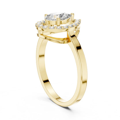 Pear Lab Grown Diamond Halo Engagement Ring
