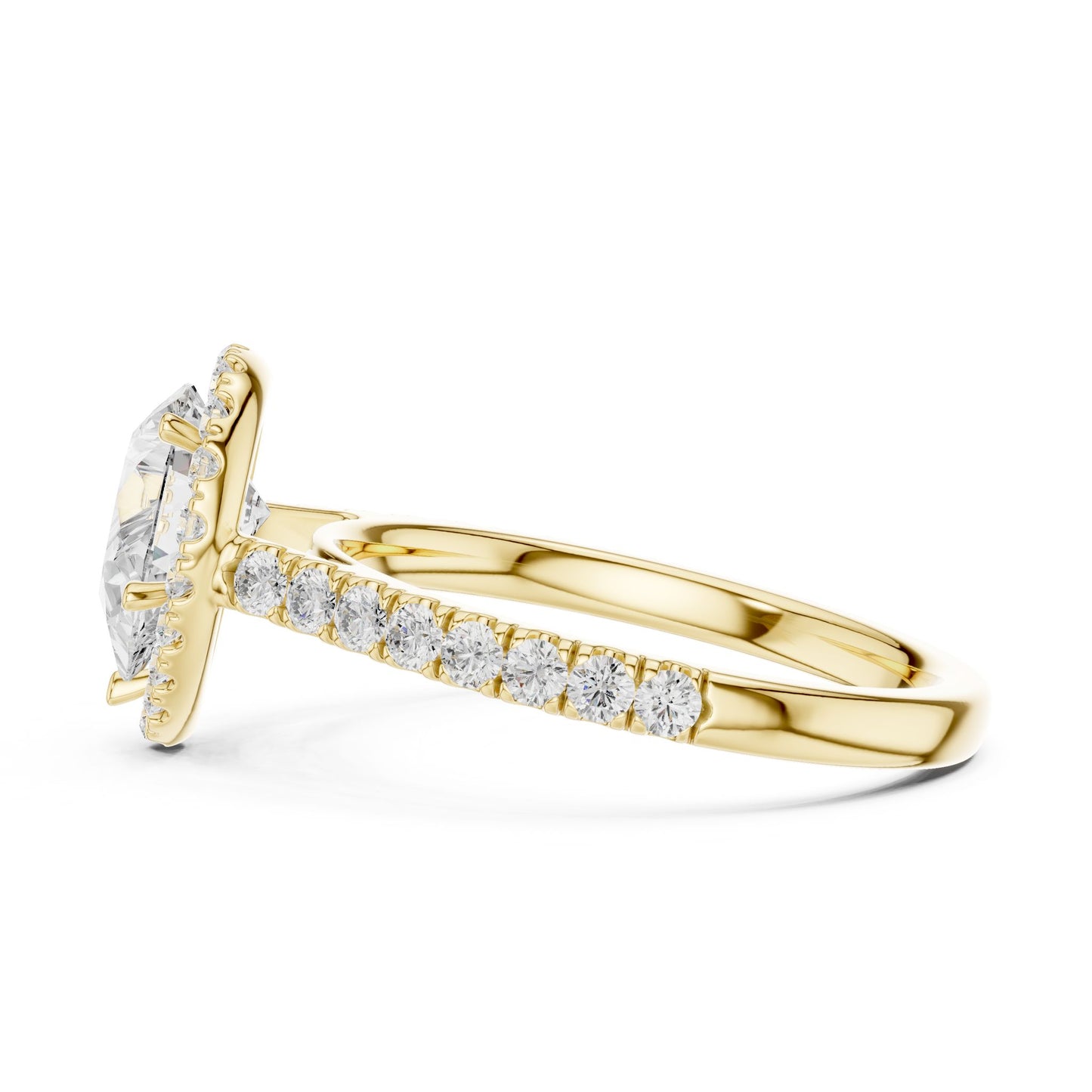 Pear Lab Grown Diamond Halo Engagement Ring