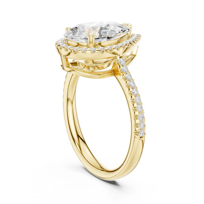Pear Lab Grown Diamond Halo Engagement Ring