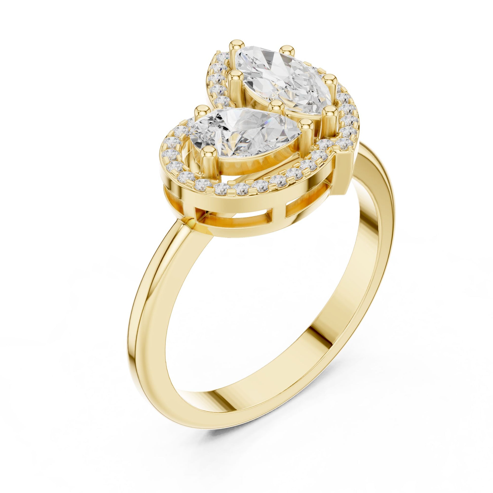 Pear Lab Grown Diamond Halo Engagement Ring