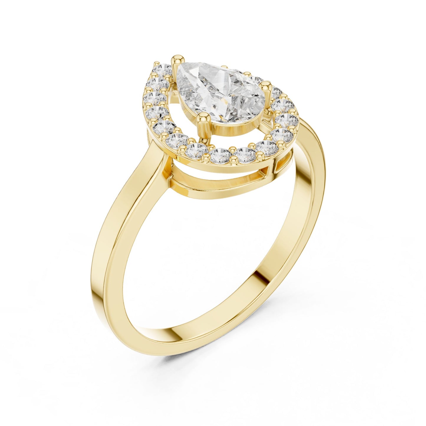Pear Lab Grown Diamond Halo Engagement Ring