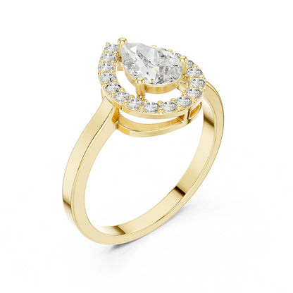 Pear Lab Grown Diamond Halo Engagement Ring