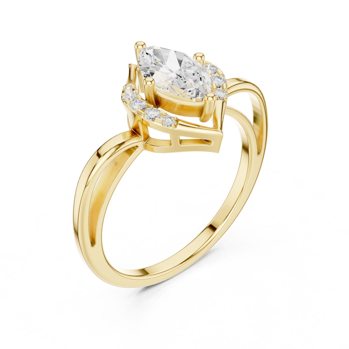 Pear Lab Grown Diamond Halo Engagement Ring