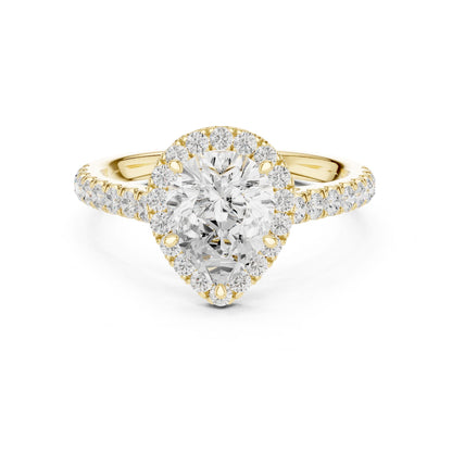 Pear Lab Grown Diamond Halo Engagement Ring