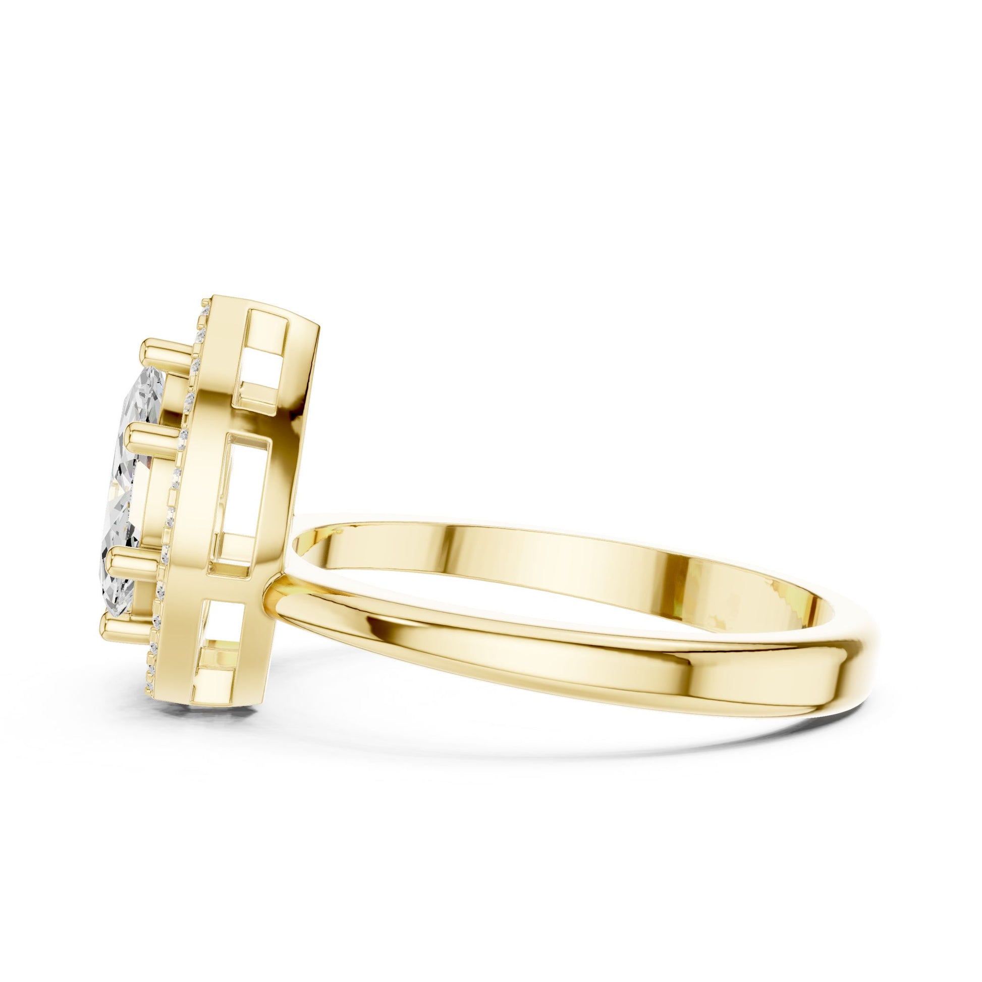 Pear Lab Grown Diamond Halo Engagement Ring