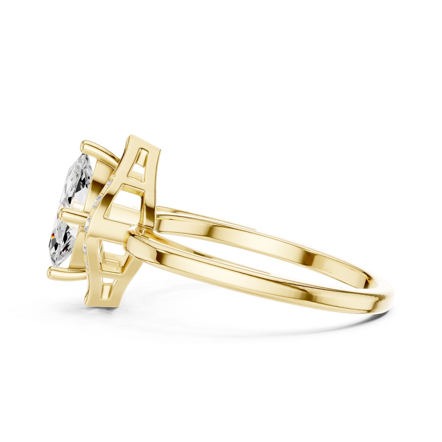 Pear Lab Grown Diamond Halo Engagement Ring