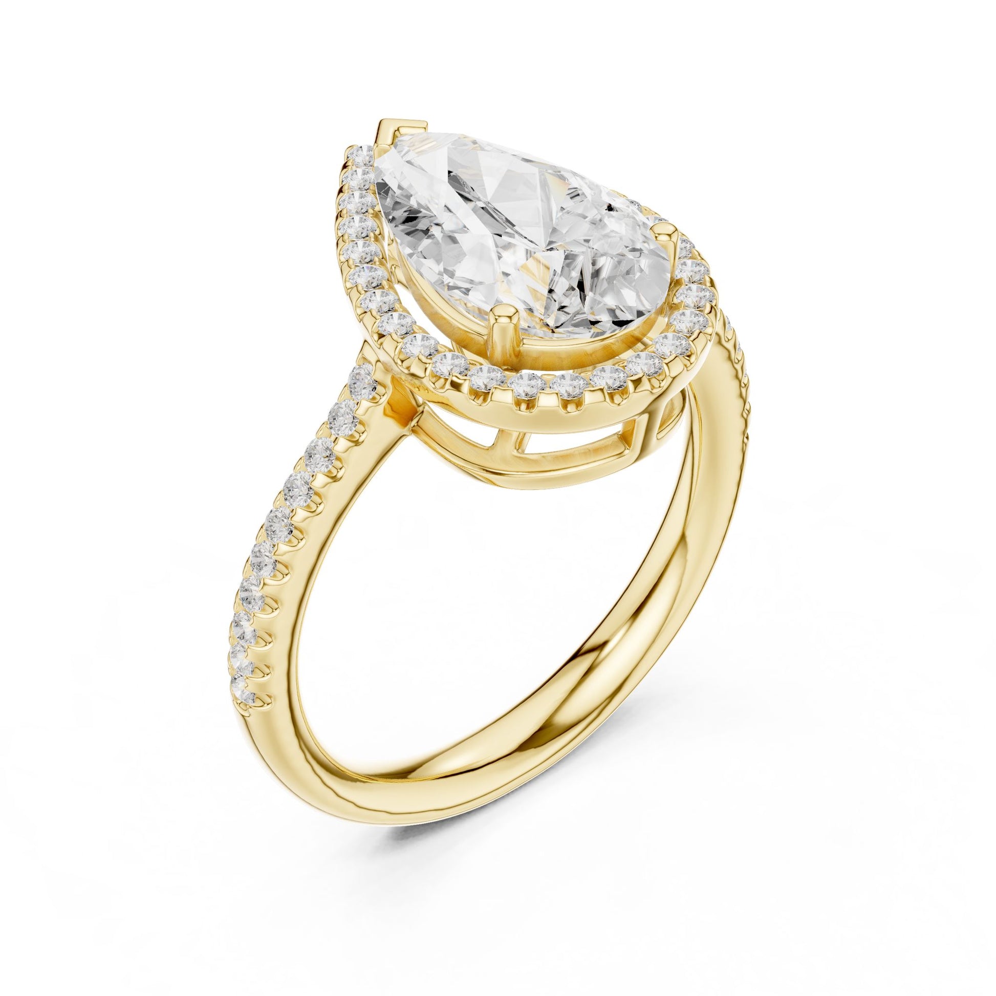 Pear Lab Grown Diamond Halo Engagement Ring
