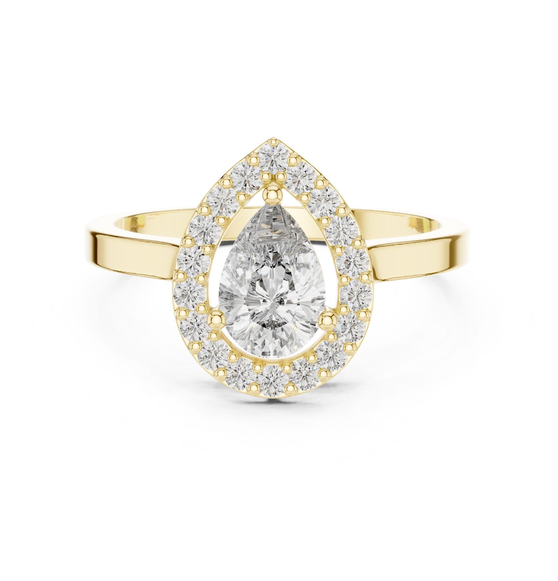 Pear Lab Grown Diamond Halo Engagement Ring