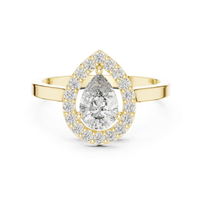 Pear Lab Grown Diamond Halo Engagement Ring