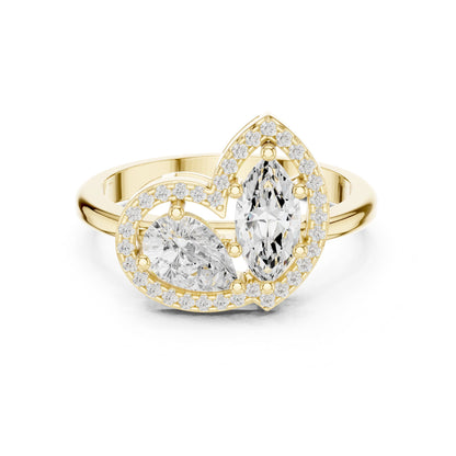 Pear Lab Grown Diamond Halo Engagement Ring