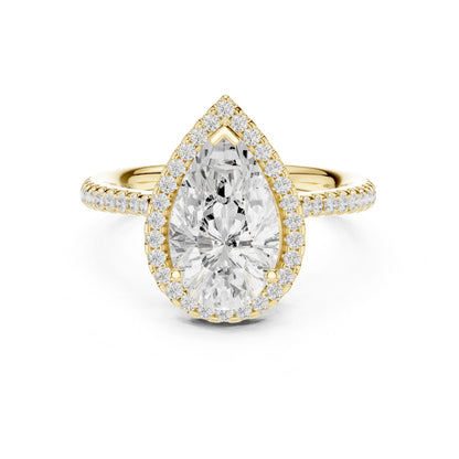 Pear Lab Grown Diamond Halo Engagement Ring