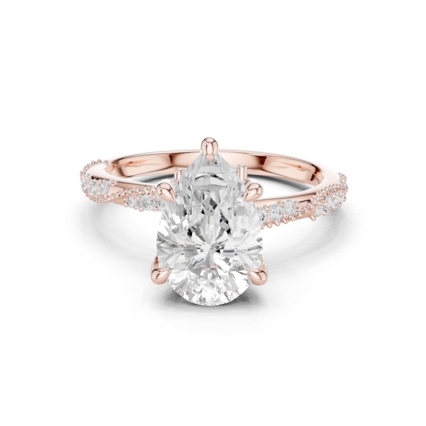 Pear Lab Grown Diamond Pave Engagement Ring
