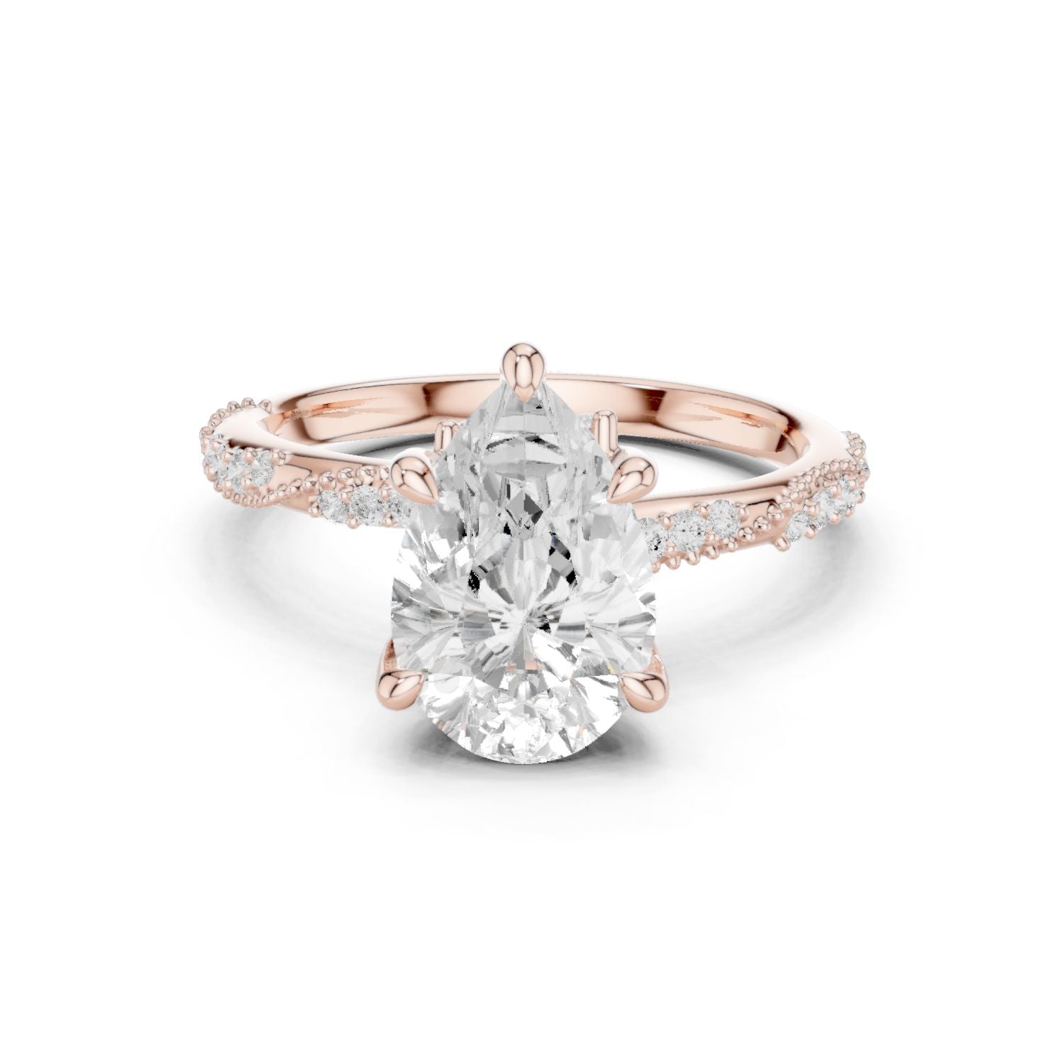 Pear Lab Grown Diamond Pave Engagement Ring