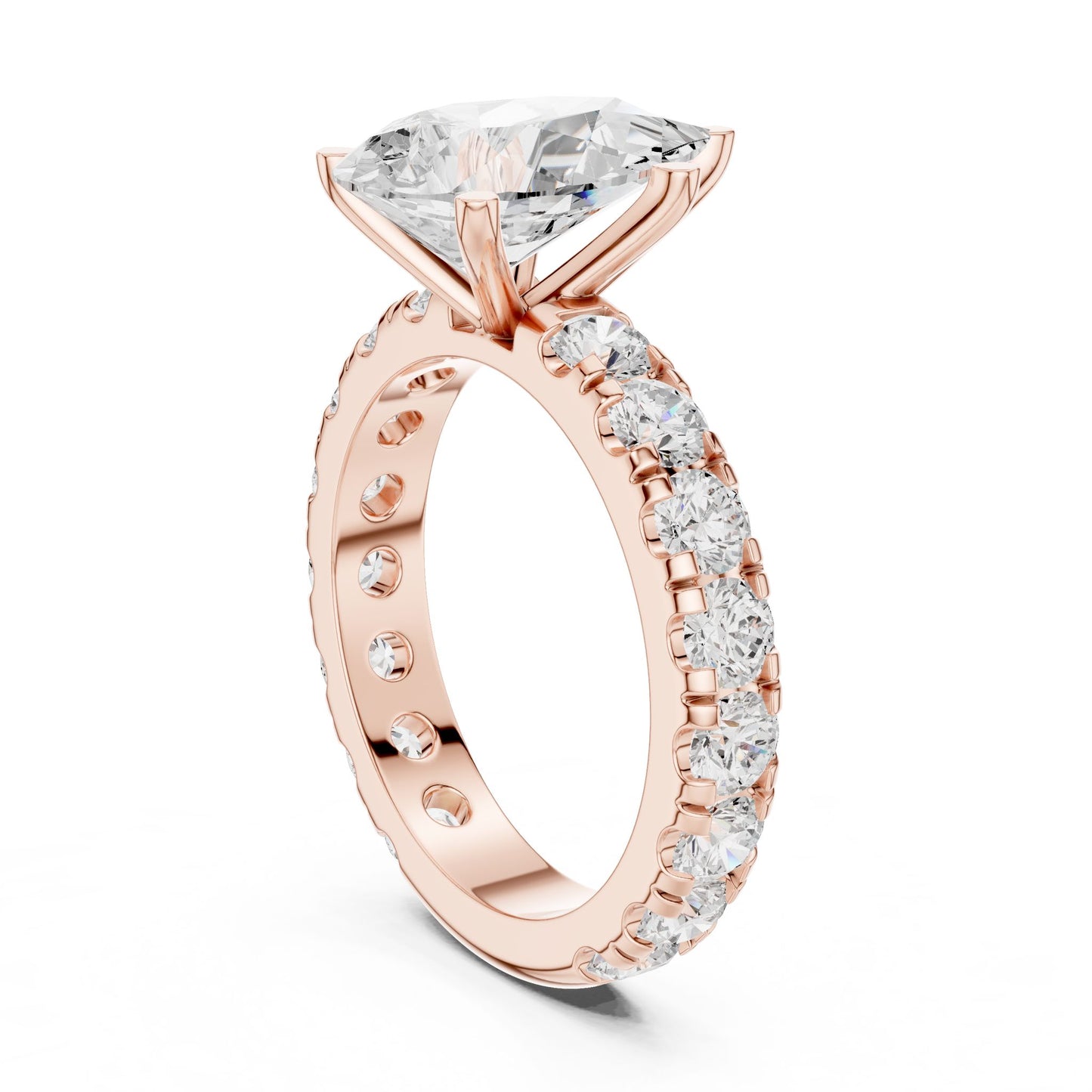 Pear Lab Grown Diamond Pave Engagement Ring