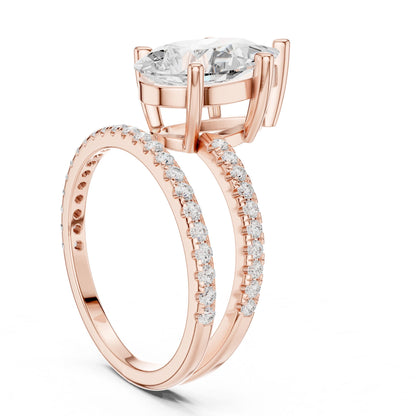 Pear Lab Grown Diamond Pave Engagement Ring