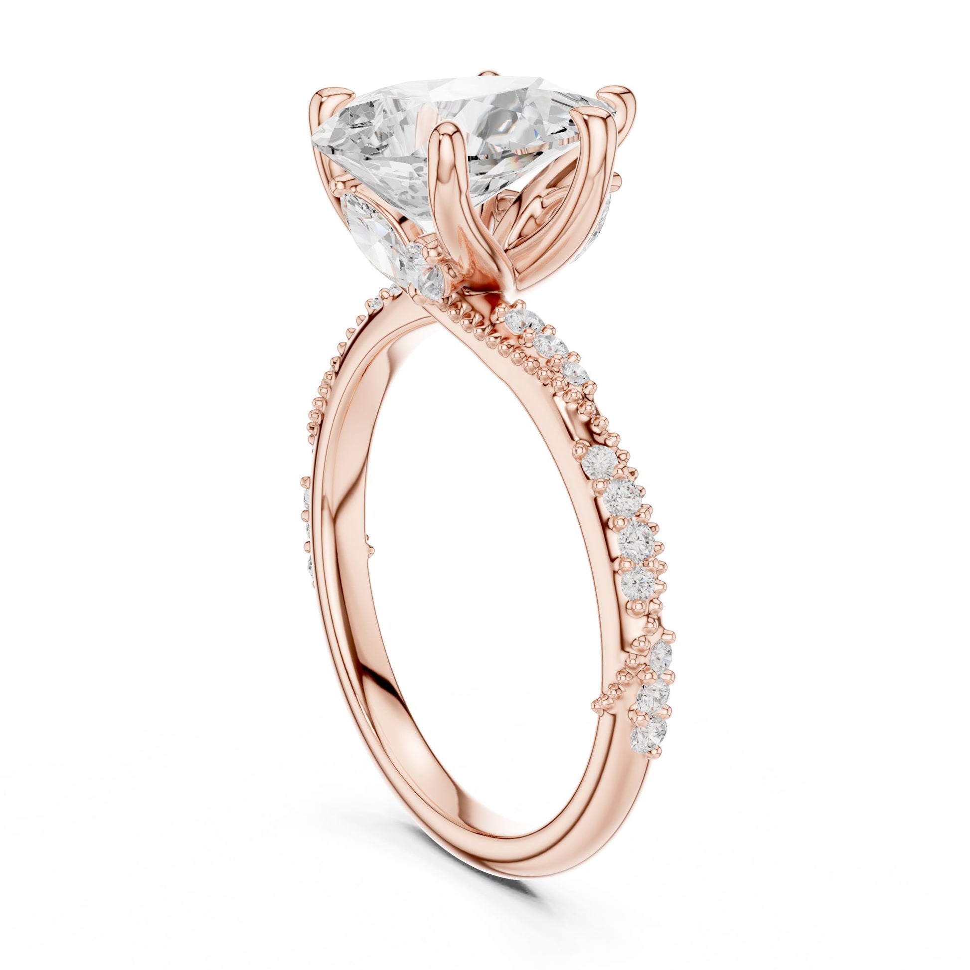 Pear Lab Grown Diamond Pave Engagement Ring