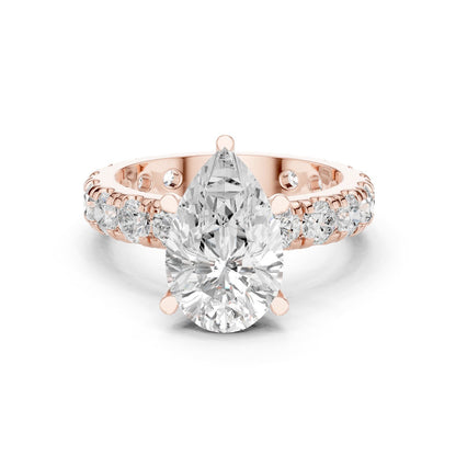 Pear Lab Grown Diamond Pave Engagement Ring