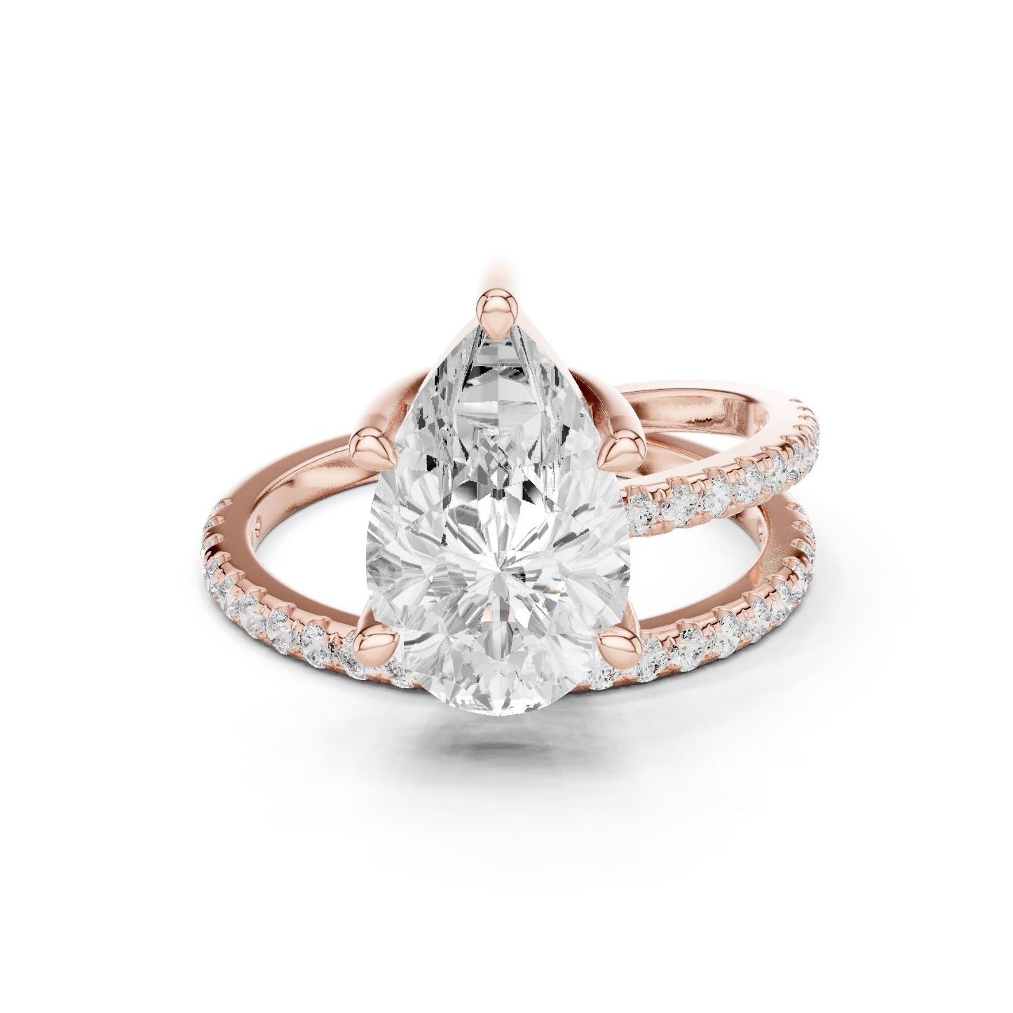 Pear Lab Grown Diamond Pave Engagement Ring