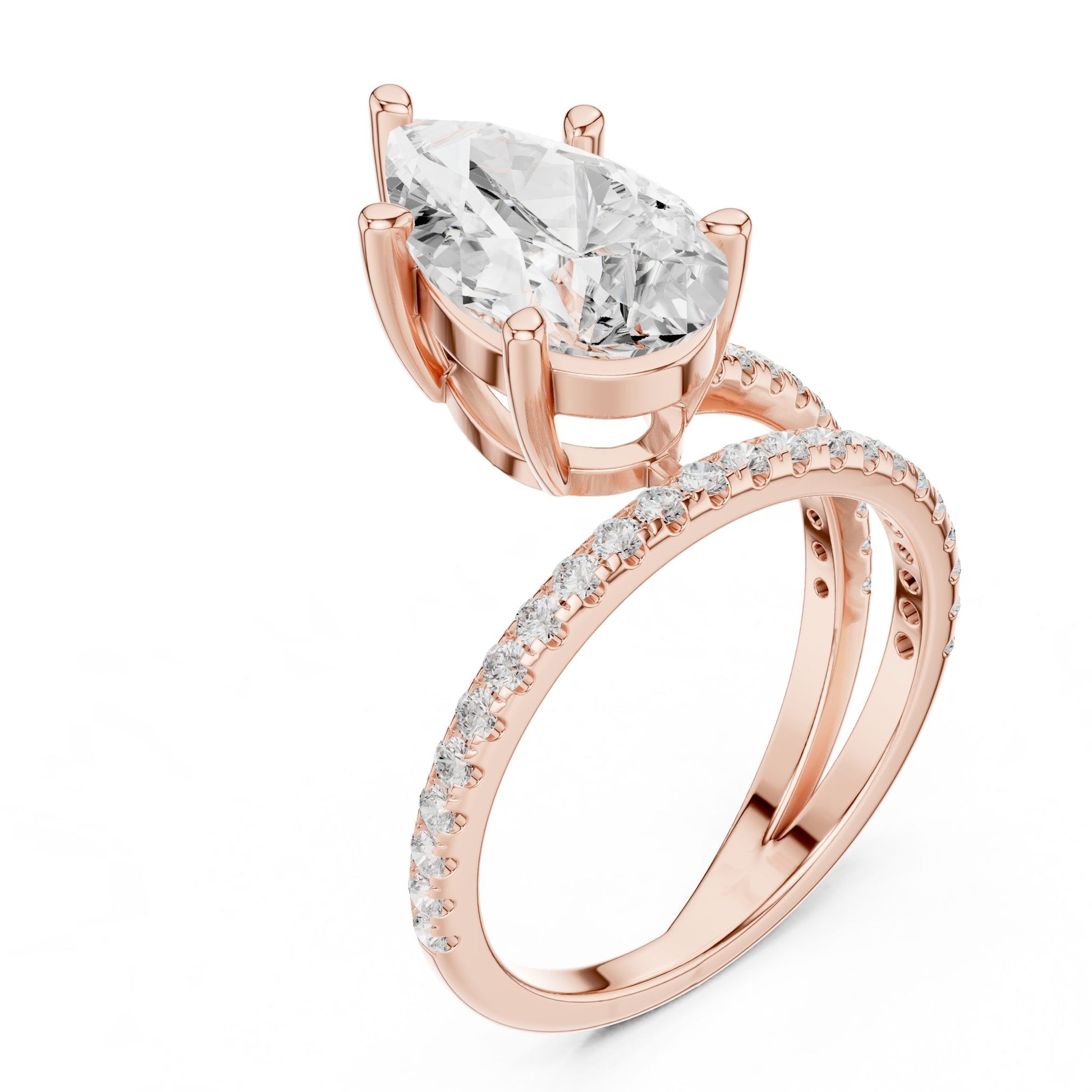 Pear Lab Grown Diamond Pave Engagement Ring