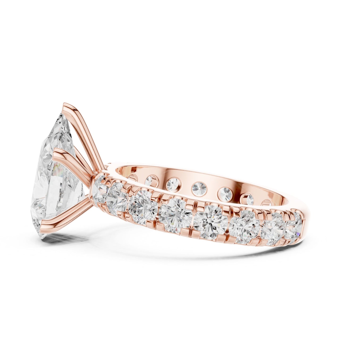 Pear Lab Grown Diamond Pave Engagement Ring
